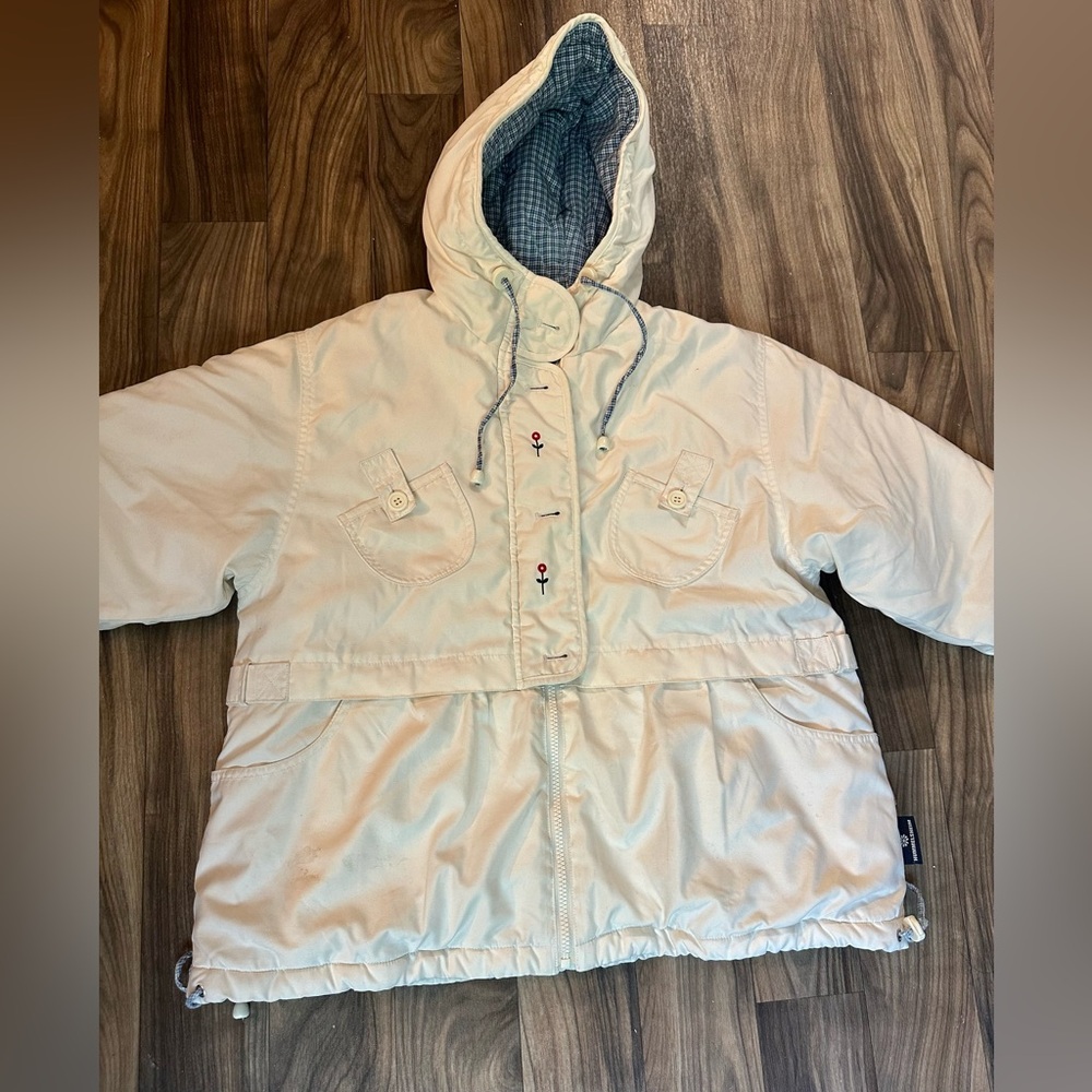 ✨ Vintage Mummel Sheim Cream Jacket w/ Floral & House Embroidery — Size 134